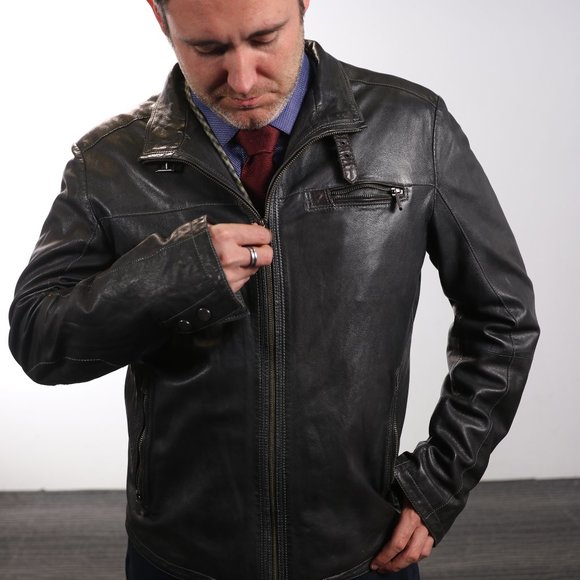Plain moto leather jackets - Picture 3 of 5